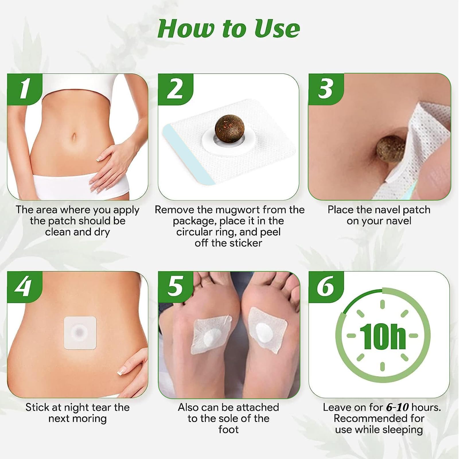 Mugwort Belly Patch,30Pcs Natural Wormwood Essence Pills and 30Pcs Belly Sticker, Moxa Hot BENJEN