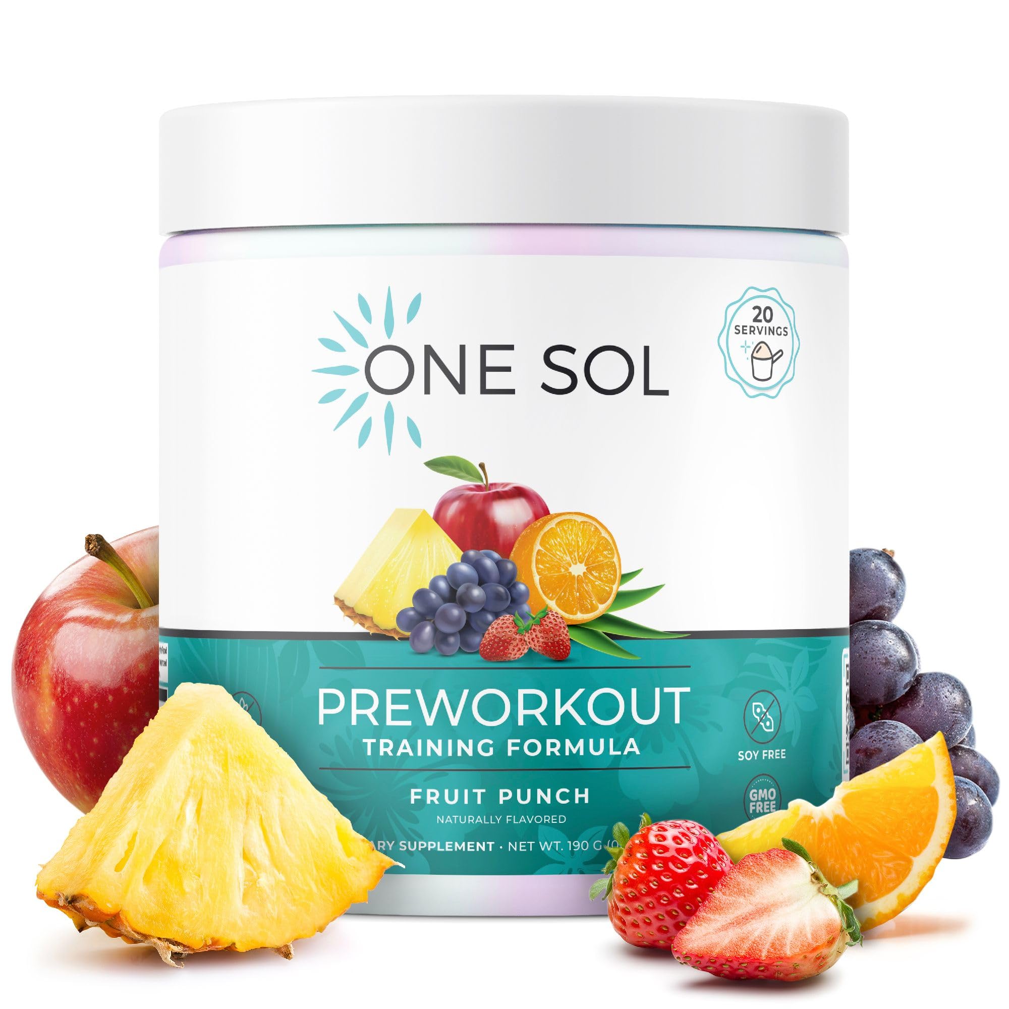 One Sol Pre-Workout for Women, Enhanced Pump & Focus, No Jitters Or Crash, Natural