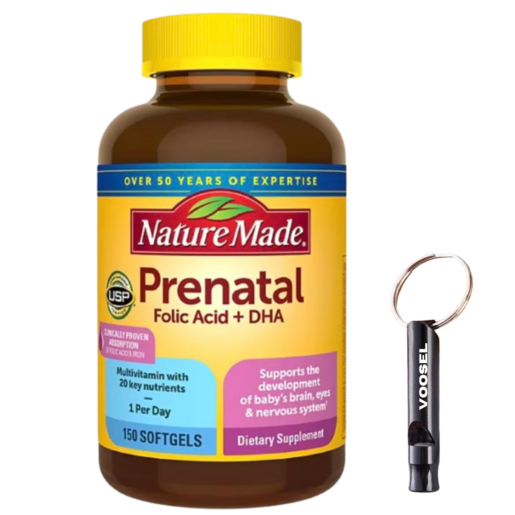 Nature Made Prenatal with Folic Acid + DHA, Prenatal Vitamin and Mineral Supplement