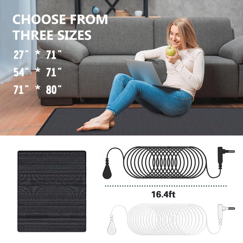 LDDJIOD Grounding Mat for Bed with 2 Grounding Cords, Conductive Grounding Sheet