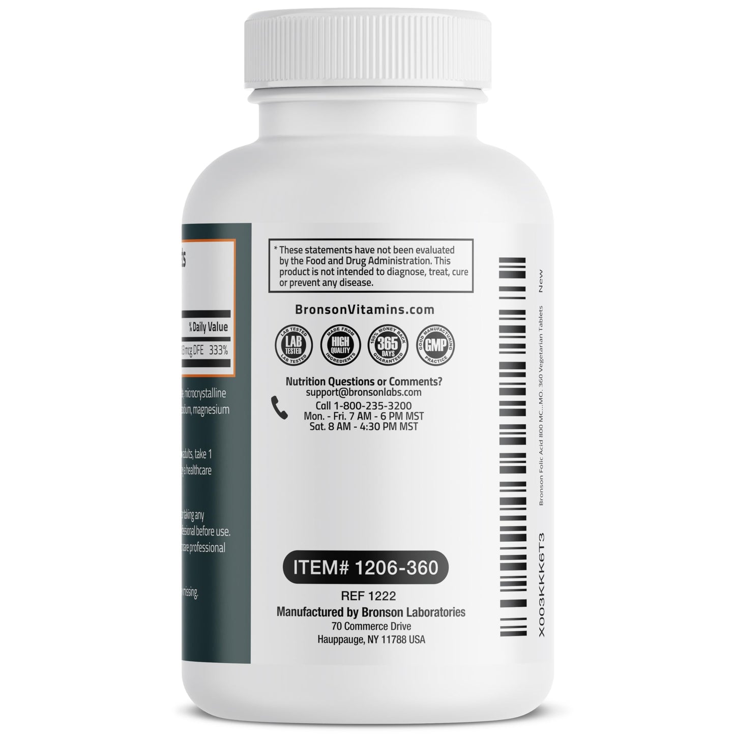 Bronson Folic Acid 800 MCG Supports Prenatal Development, 1 Year Supply, Non-GMO
