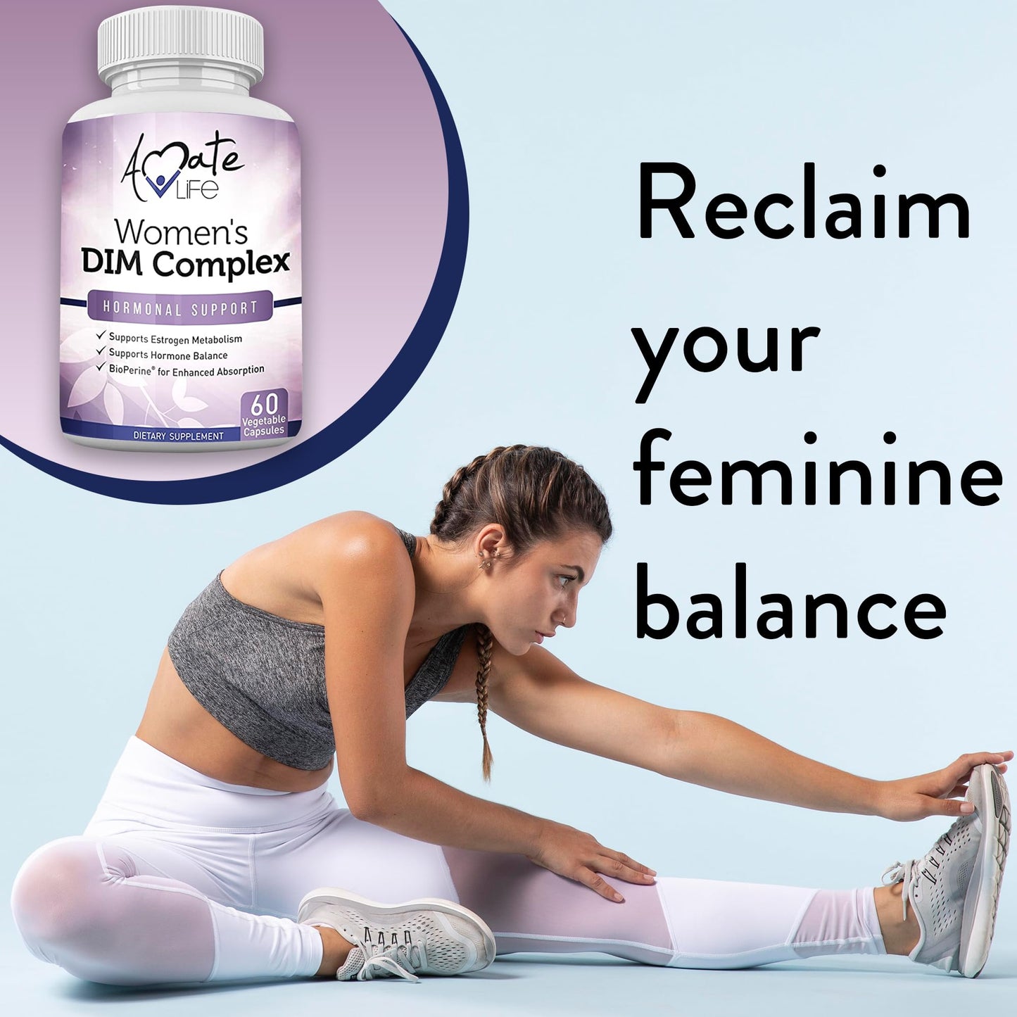 Women’s DIM Complex 150mg - Bioperine Estrogen Balancing Pills for Menopause & Hot Flashes Relief