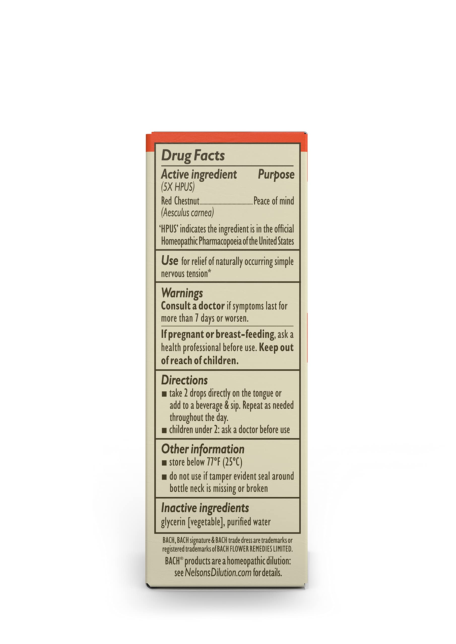 Bach Original Flower Remedies, Red Chestnut for Peace of Mind (Non-Alcohol Formula) Bach