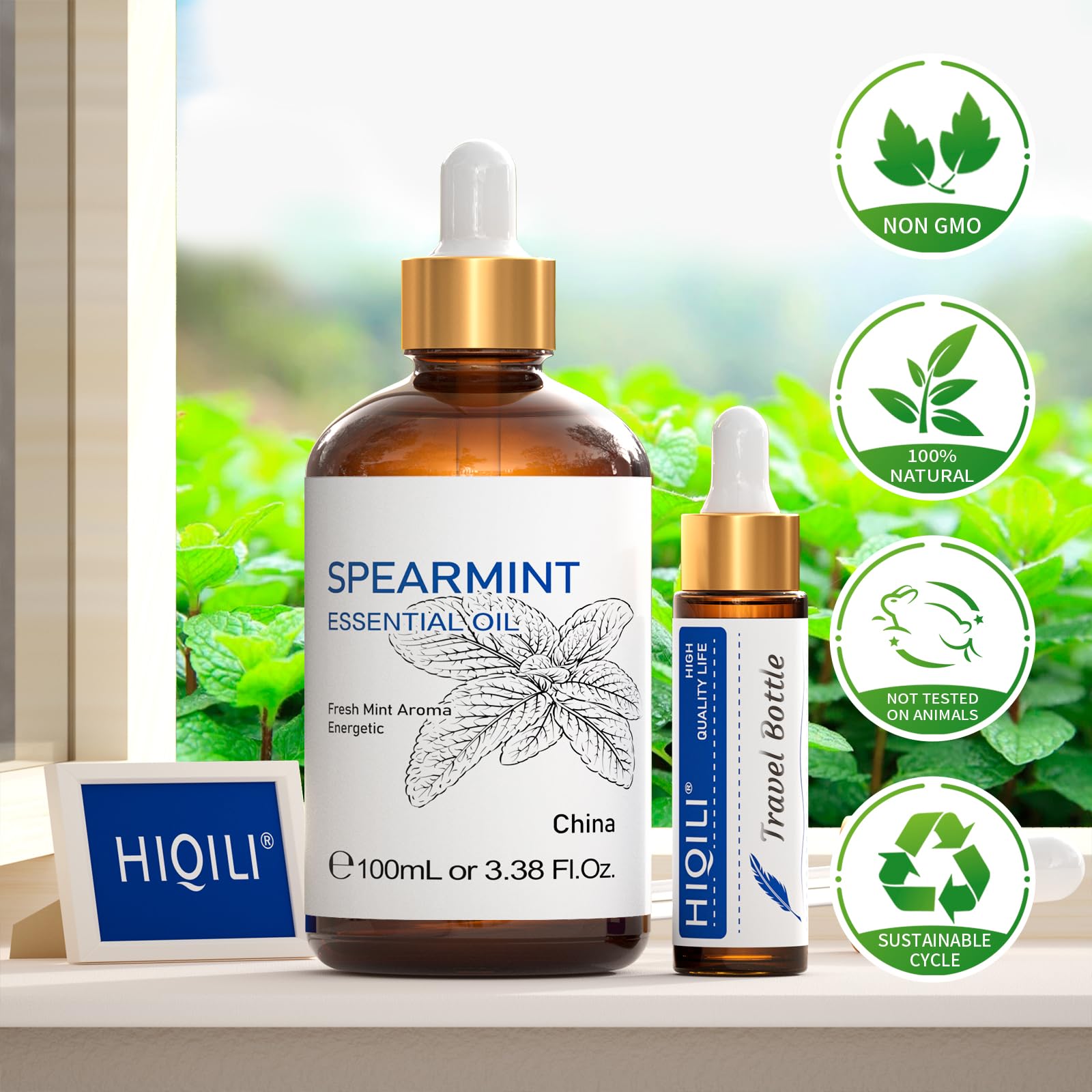 HIQILI 100ML Spearmint Essential Oil for Skin Care -100% Pure Treatment Grade - 3.38 Fl Oz. HIQILI
