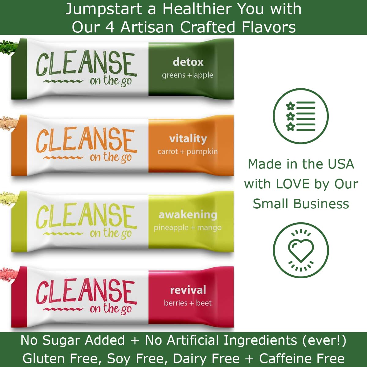 CLEANSE on the go - 3 Day Juice Cleanse - Just Add Water - 21 Powder Packets CLEANSE on the go