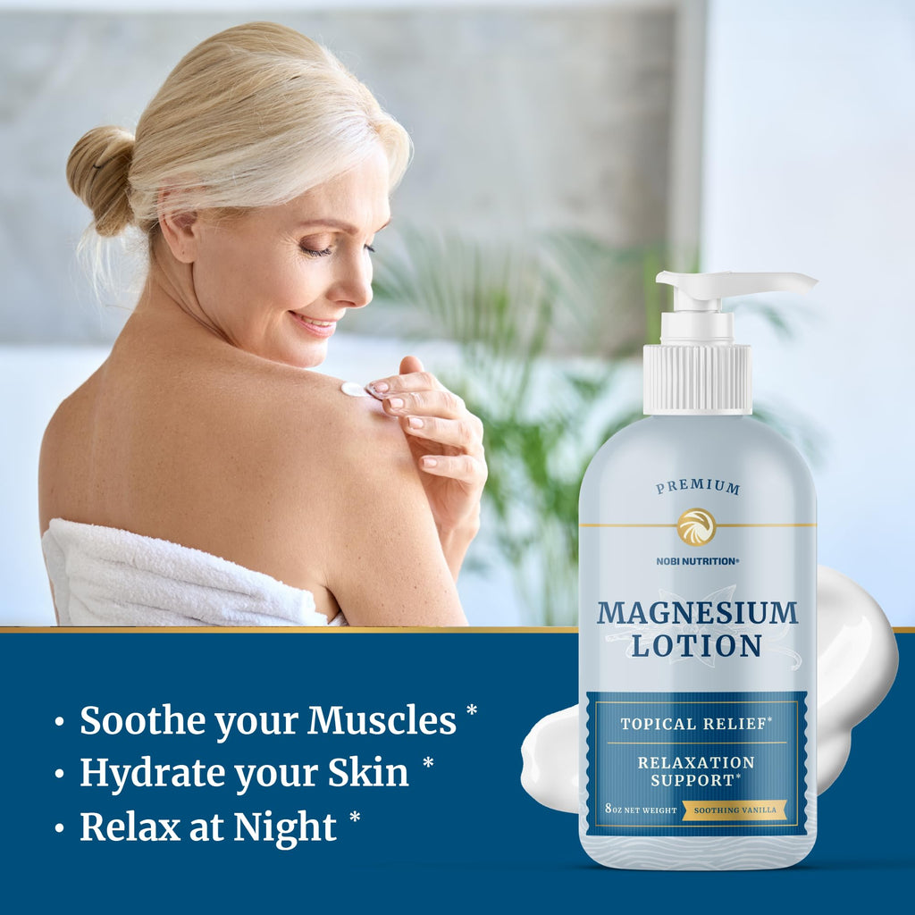 Magnesium Lotion | Relieves Muscle Cramps & Soreness | Relaxation & Calming Support Nobi Nutrition