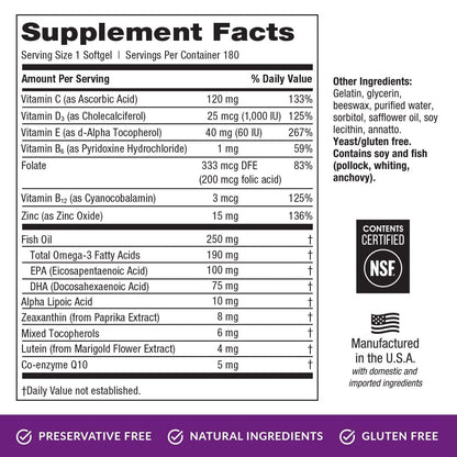 EyePromise Restore Supplement - 180 Softgel Capsules Containing Lutein