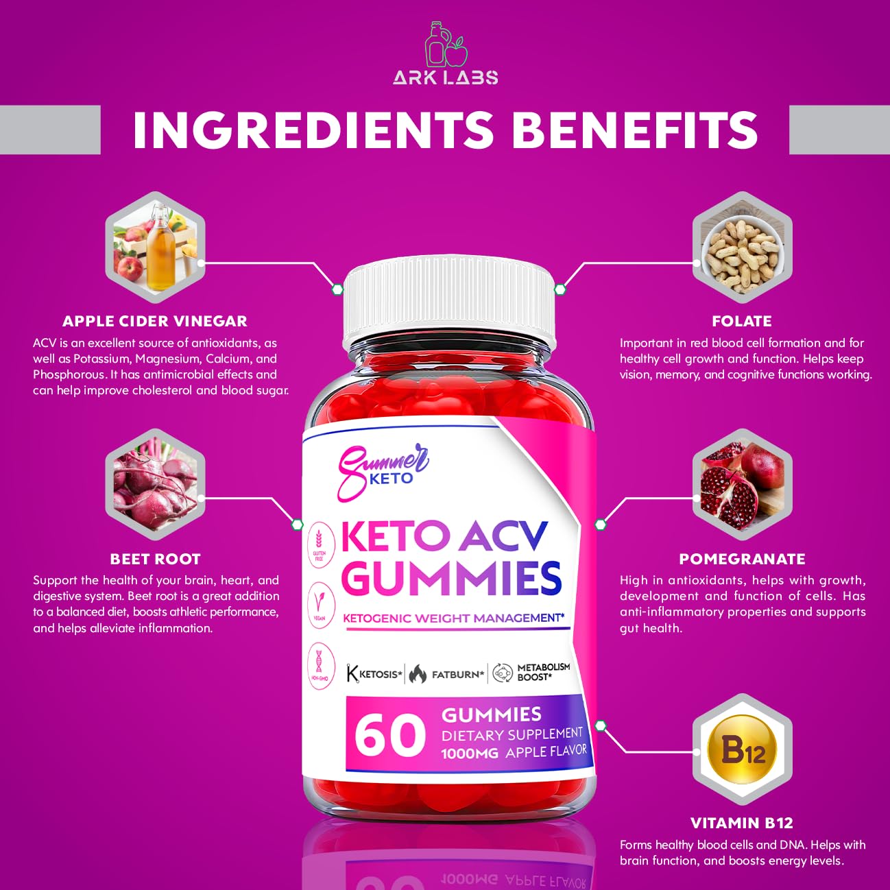 Ark Labs (2 Pack) Summer Keto Gummies - Summer Gummies, Summer Keto ACV Gummy Ark Labs