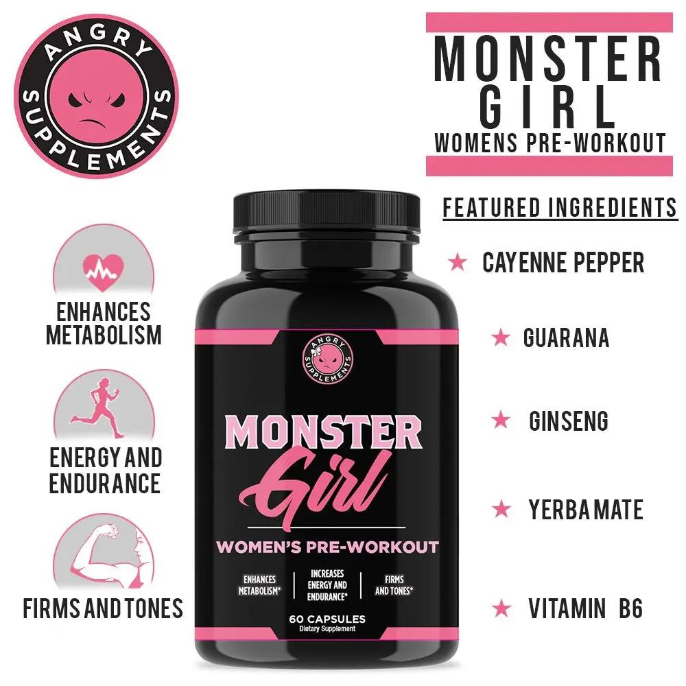 Angry Supplements Monster Girl, Women’s Pre-Workout + Recovery, Apple Cider Vinegar Angry Supplements