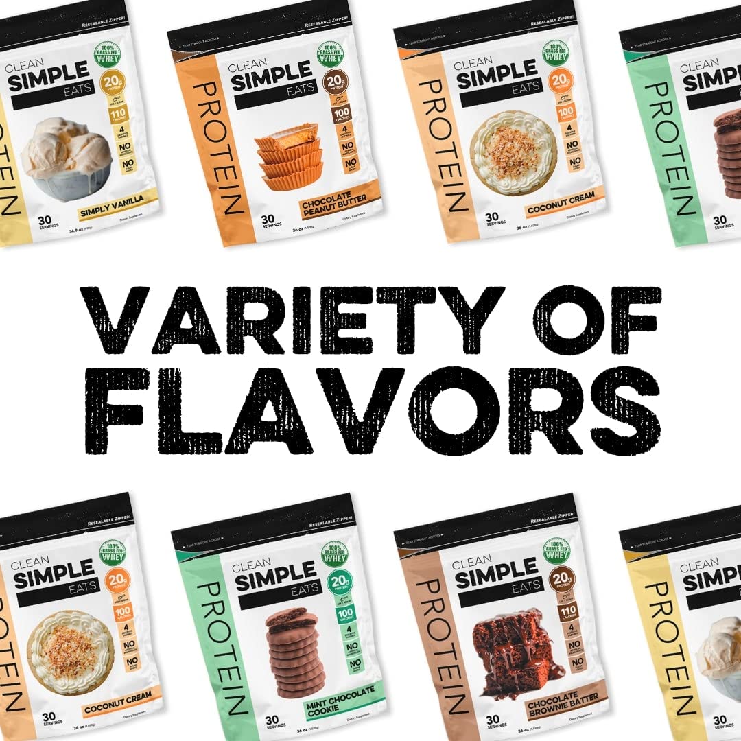 Clean Simple Eats Chocolate Peanut Butter Whey Protein Powder, Natural Sweetened 