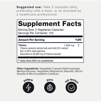 Toniiq Ultra High Strength Tribulus Capsules - 95% Steroidal Saponins - 1300mg Concent