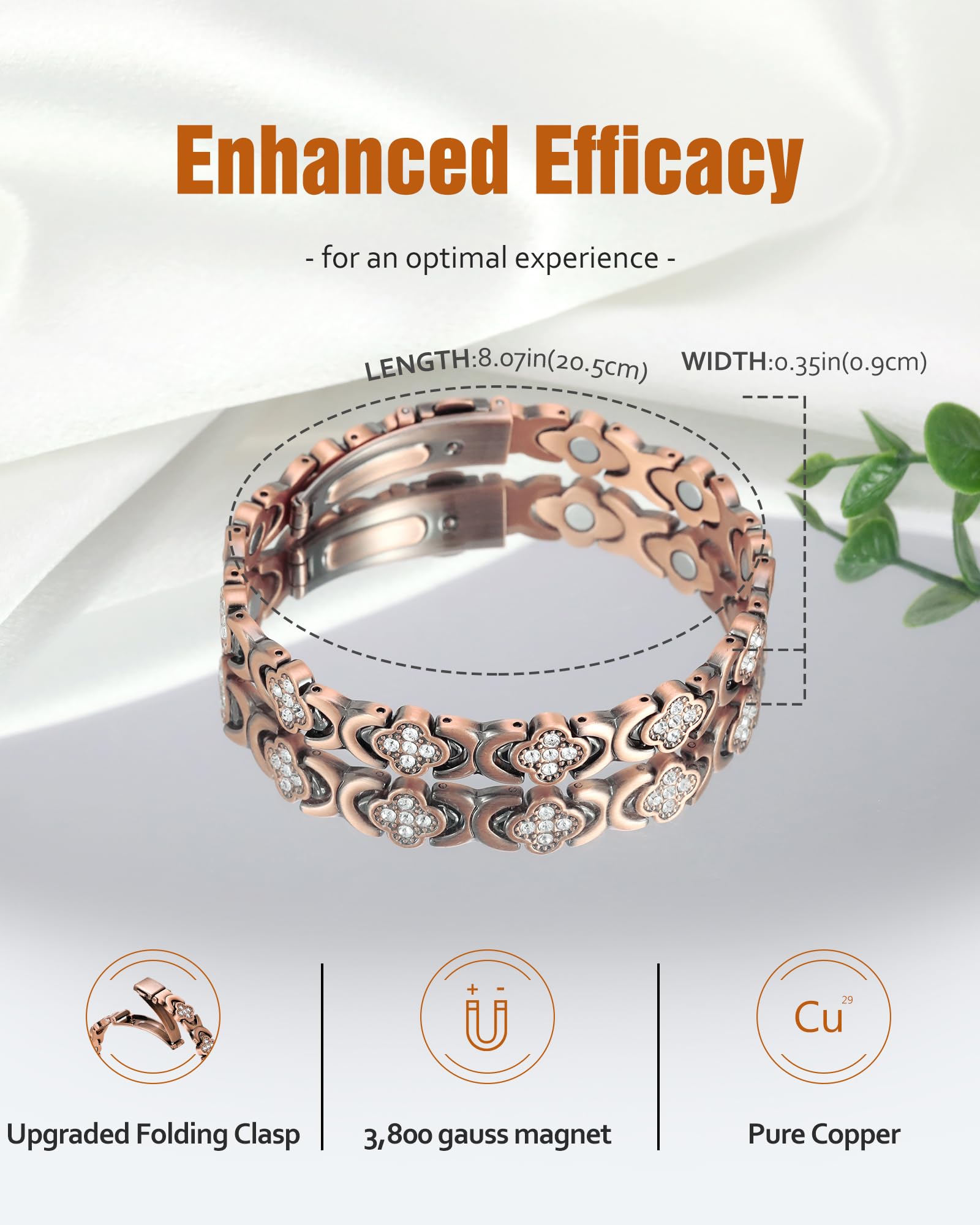 Jecanori Women's Pure Copper Bracelet, Ultra Strength Magnetic Copper Bracelets for Women Jecanori