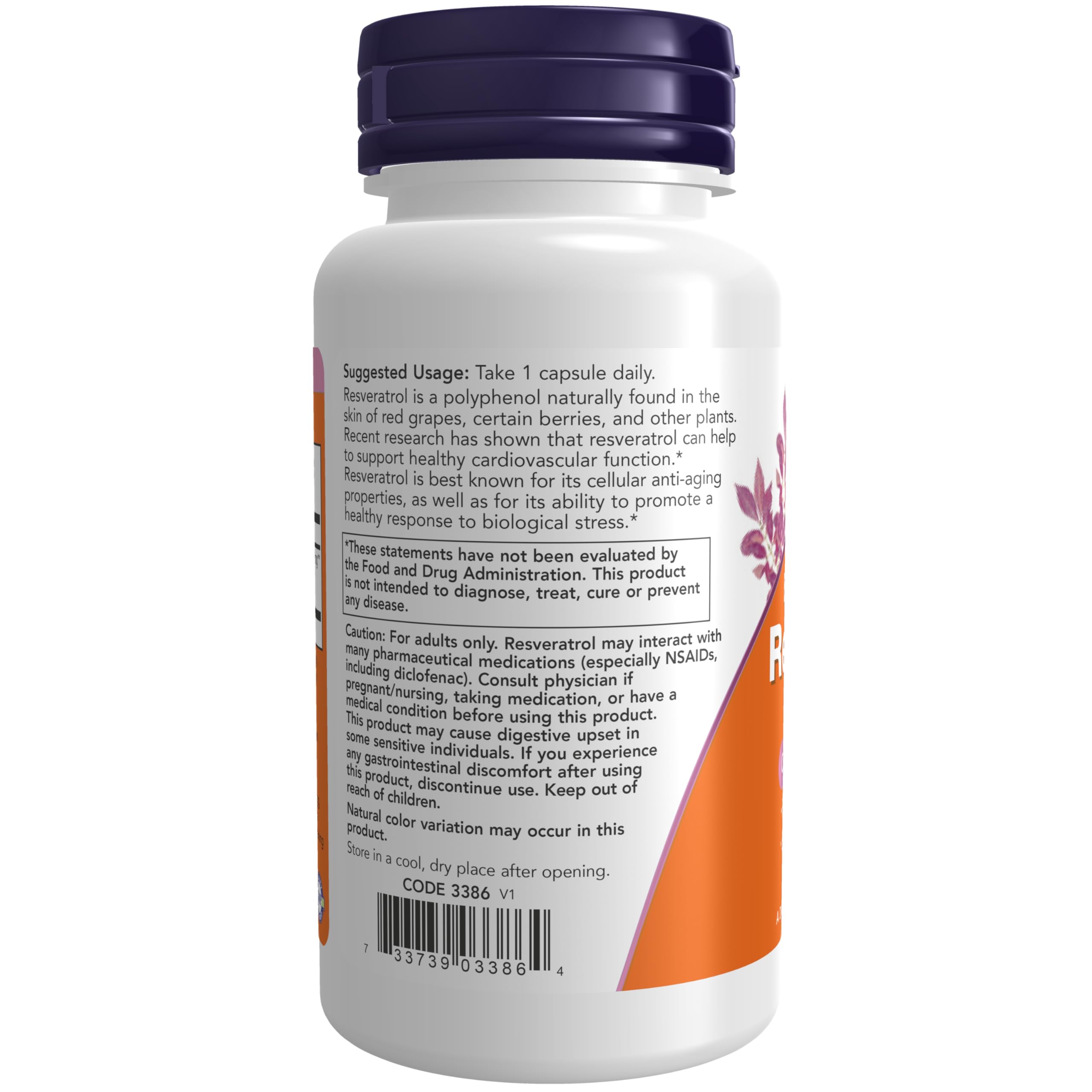 NOW Supplements, Extra Strength Resveratrol 350mg, Natural Trans Resveratrol from 700 mg NOW