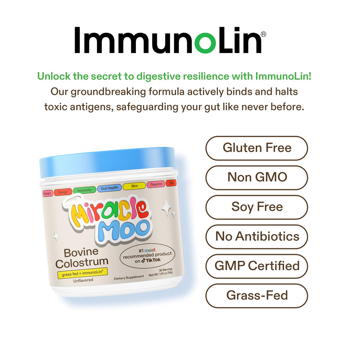 Colostrum Supplement for Gut Health, Hair Growth, Beauty and Immune Support 