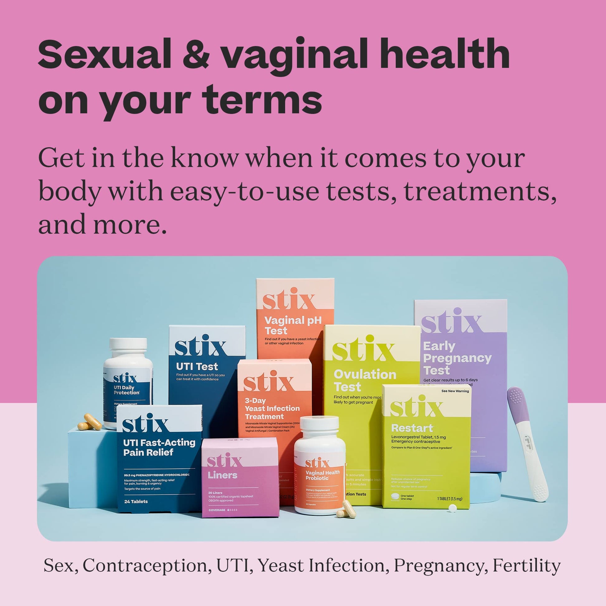 Stix Vaginal Health Probiotic & 3-Day Yeast Infection Treatment - Maintain pH Balance, Vaginal Microbiome Get Stix