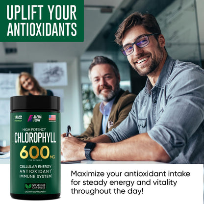 Chlorophyll Capsules 600 mg - Natural Chlorophyll Pills for Women & Men - Highly BioAvailable