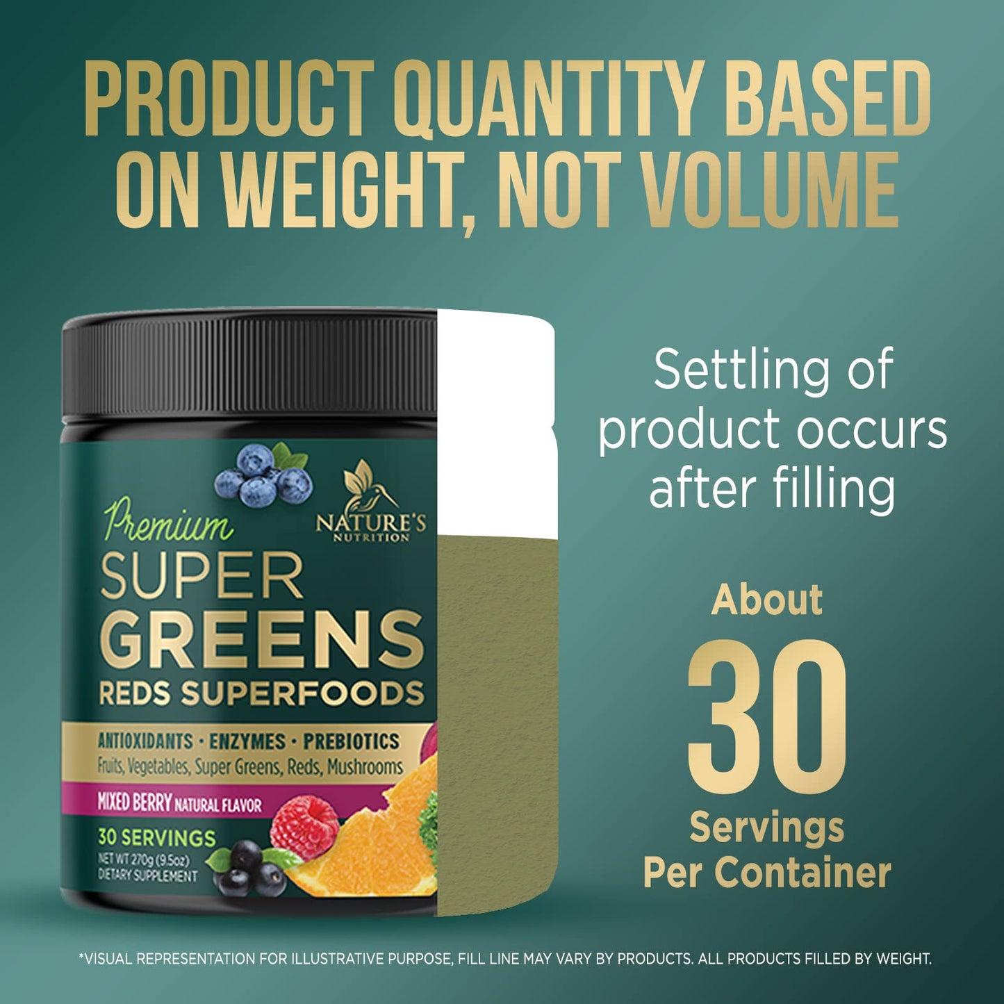 Greens Superfood Powder Supplement - Super Green Smoothie Mix Blend with Spirulina