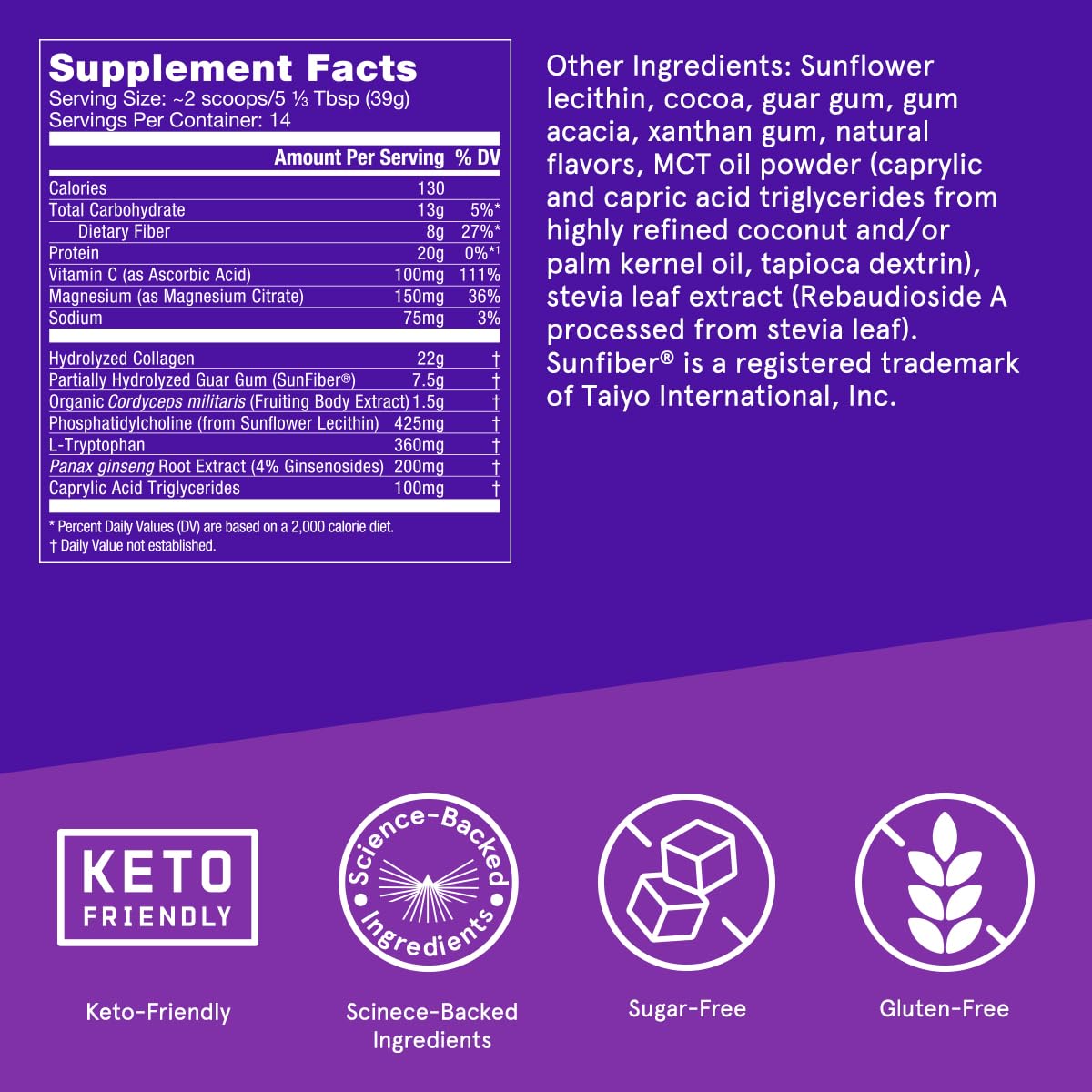 Bulletproof Dark Chocolate Energy Collagen Protein, 19.3 Ounces, Caffeine-Free Fuel Bulletproof