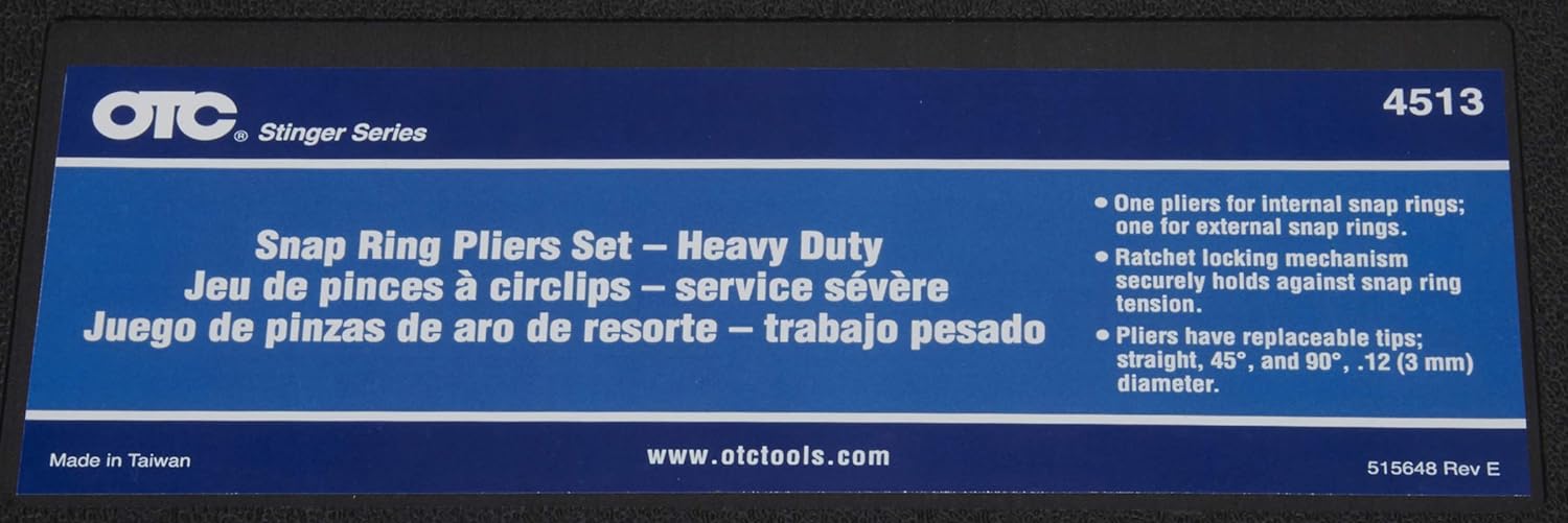 OTC 4513 Heavy-Duty 2-Piece Internal and External Snap-Ring Pliers Set