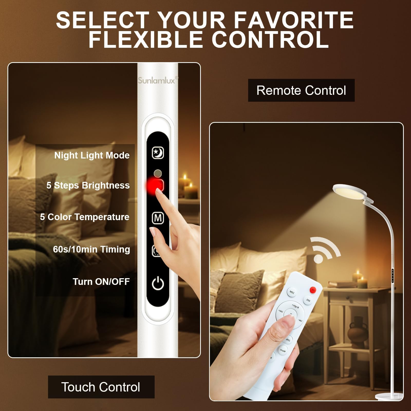 Sunlamlux Light Therapy Lamp, UV-Free Sun Light Therapy Lamp, 10000 Lux Floor Lamp Sunlamlux