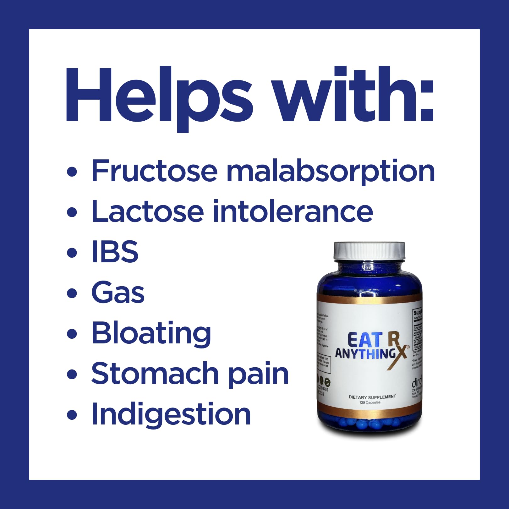 Dirobi Eat Anything Rx Xylose Isomerase Supplement, Digestive Enzymes for Fructose Dirobi