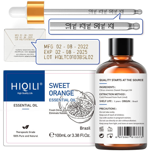 HIQILI Sandalwood Essential Oil and Sweet Orange Essential Oil, 100% Pure Natural for Diffuser - 3.38 Fl Oz