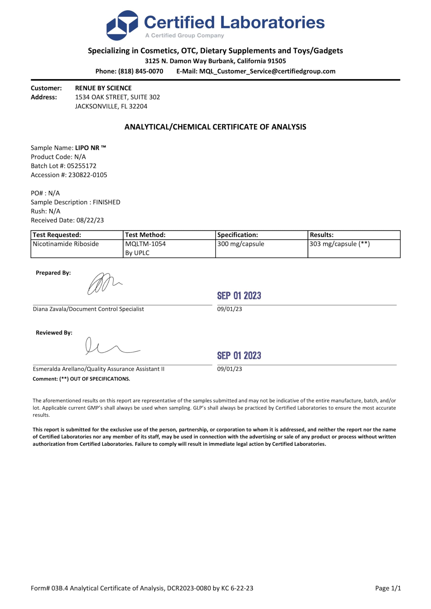RENUE Liposomal Nicotinamide Riboside (NR) Supplement 300 mg - Bioavailable Formula RENUE BY SCIENCE