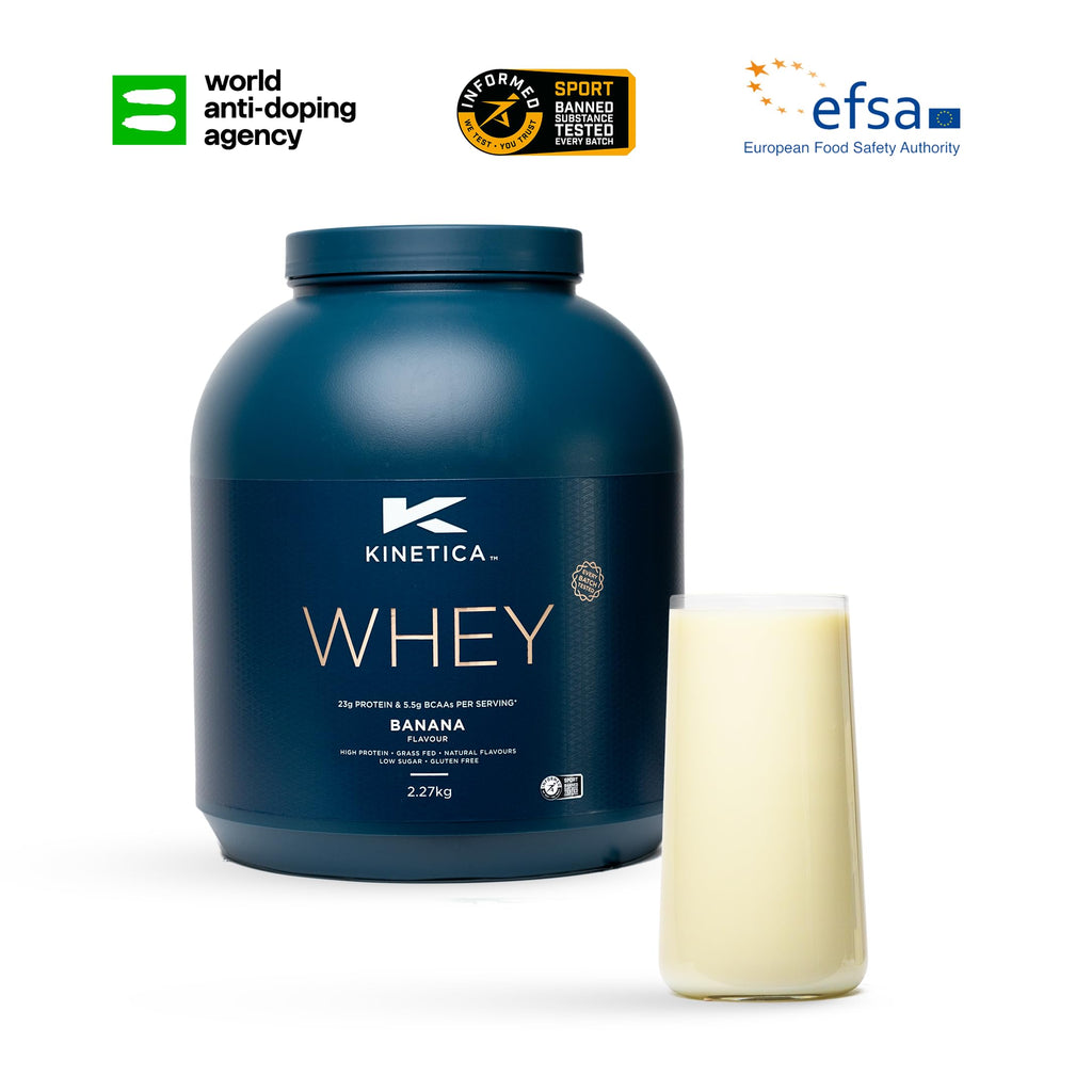 Kinetica Banana Whey Protein Powder | 2.27kg | 23g Protein per Serving | 76 Servings