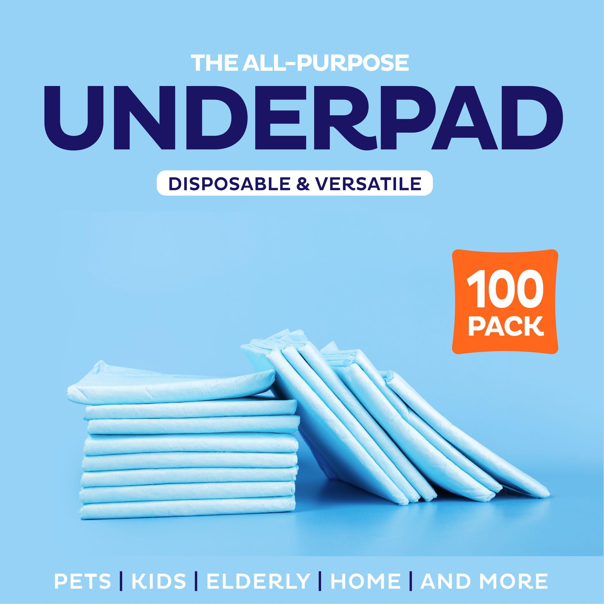 Chucks Pads Disposable [100-Pack] Underpads 17"x 24" Incontinence Chux Stack Man
