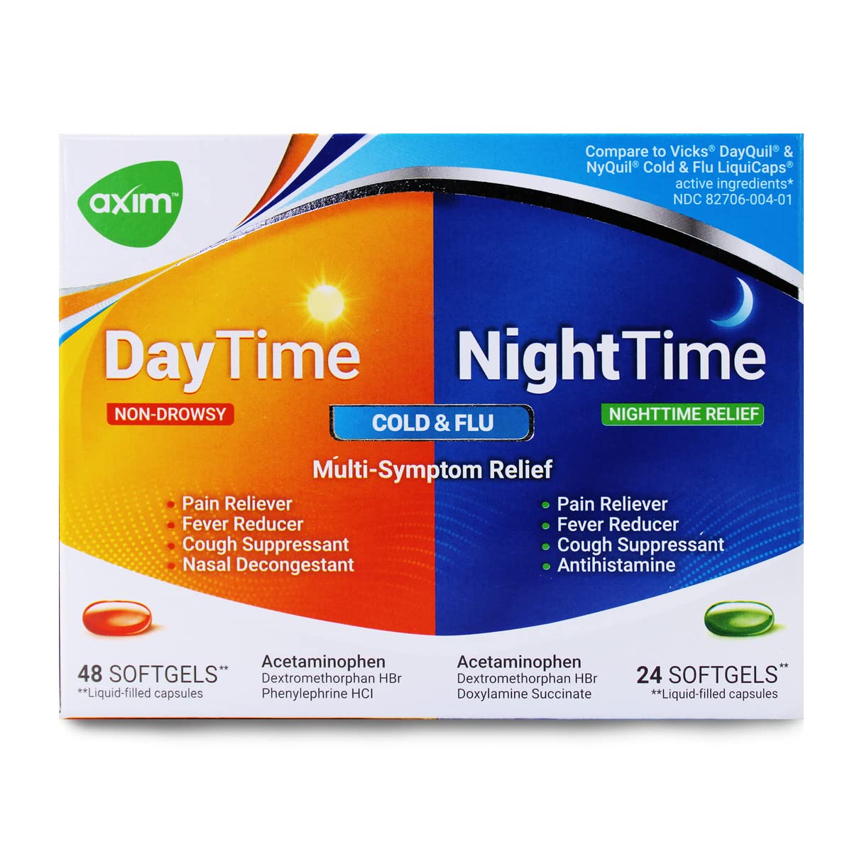 AXIM Day & Night 325-15-5-6.25 mg x 72 softgels AXIM