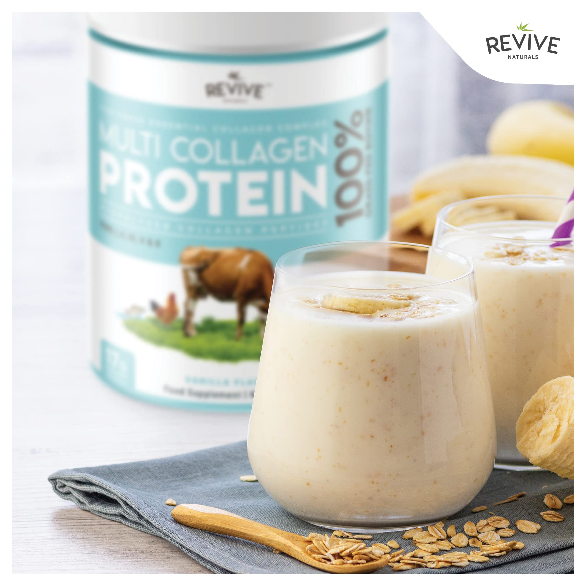 Vanilla Multi Collagen Protein Powder - 400g - Unsweetened - 5 Types of Collagen Peptides Revive Naturals