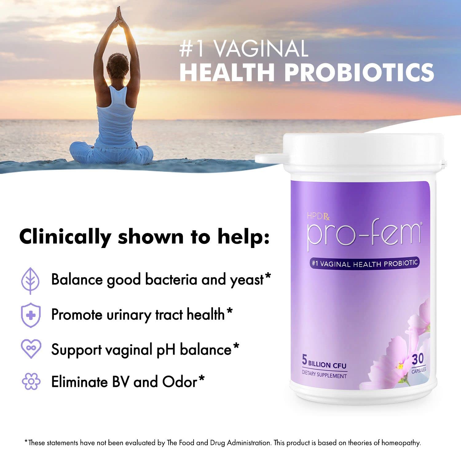 HPD Rx Pro-Fem #1 Vaginal Health Probiotic | Vaginal Probiotics | Clinically Proven to Promote Yeast & PH HPD Rx
