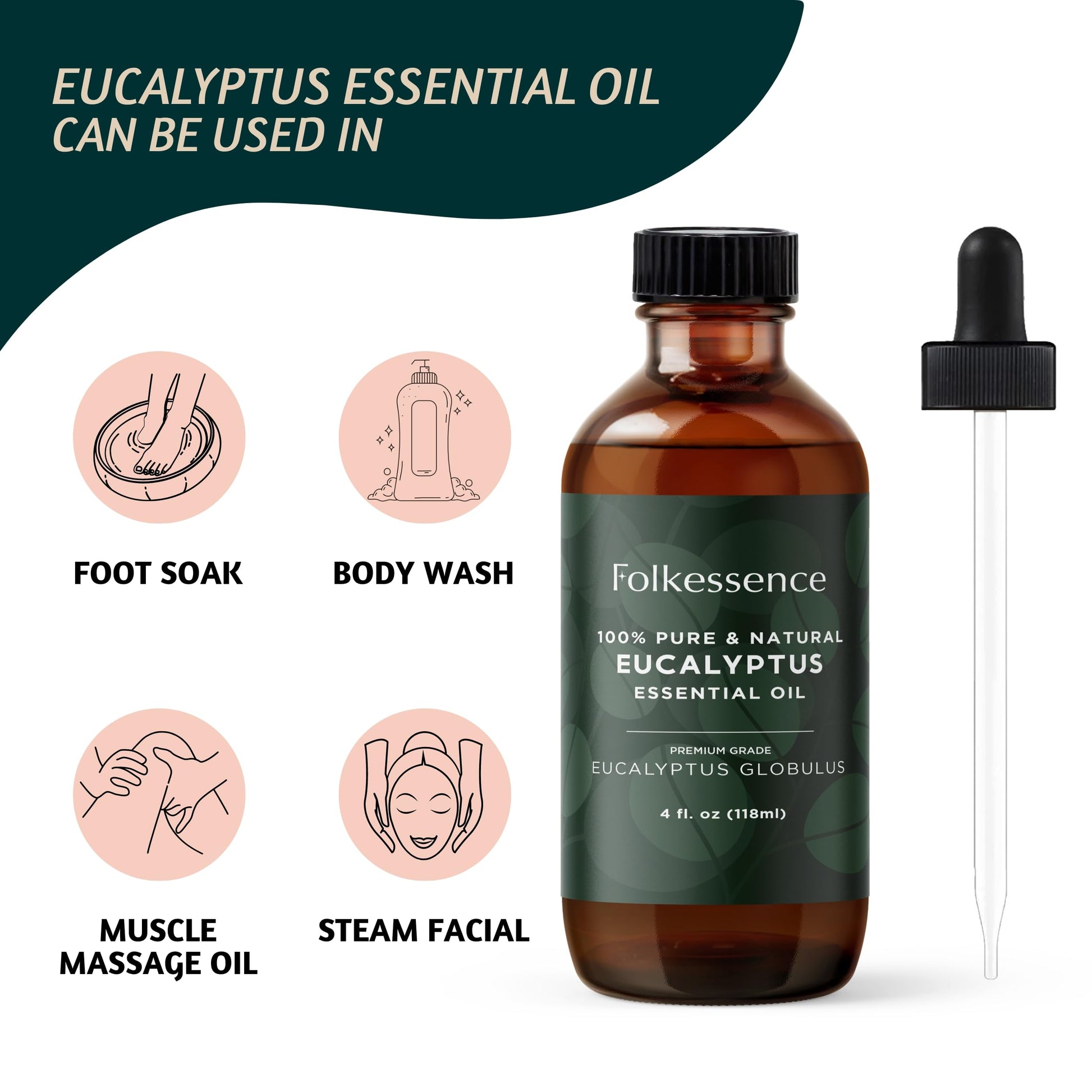 Folkulture Eucalyptus Essential Oil for Diffuser - 4 Fl Oz - 100% Pure, Natural and Undilluted Essential Oil Folkulture