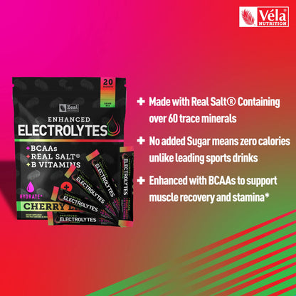 Enhanced Powder Stick Packs (Cherry Limeade- 20 Packets) Sugar Free + BCAA B