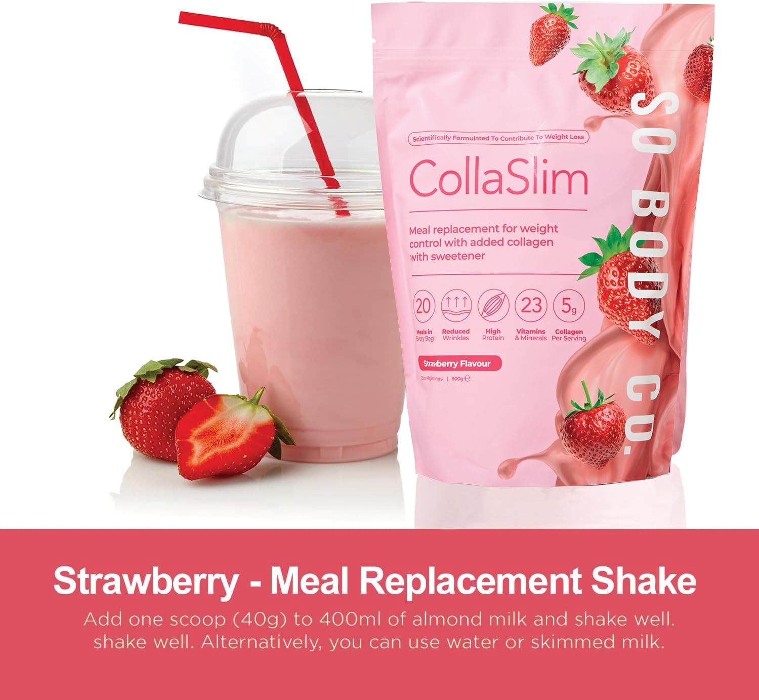 CollaSlim, Meal Replacement Shake with Added Collagen, Vitamins and Minerals, 800g So Body Co