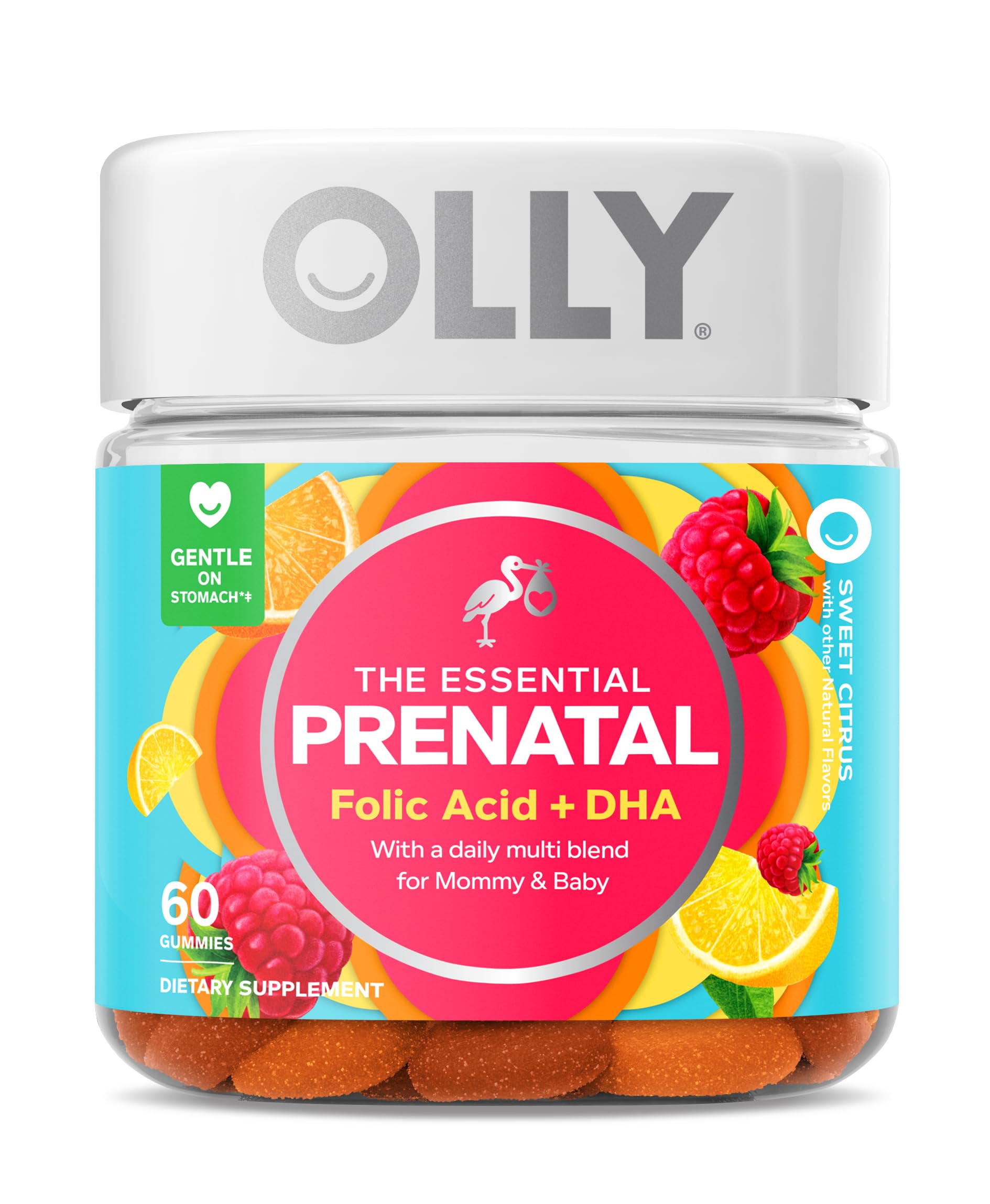 OLLY The Essential Prenatal Gummy Multivitamin, 30 Day Supply (Gummies) & Fiber Gummy Rings OLLY