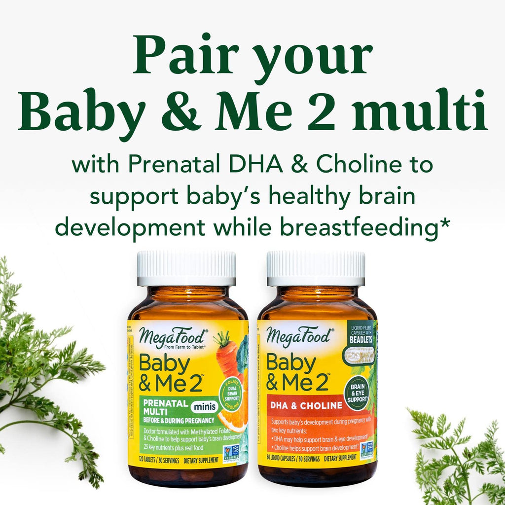 MegaFood Baby & Me 2 Prenatal Vitamin & Minerals - Vitamins for Women - with Folate