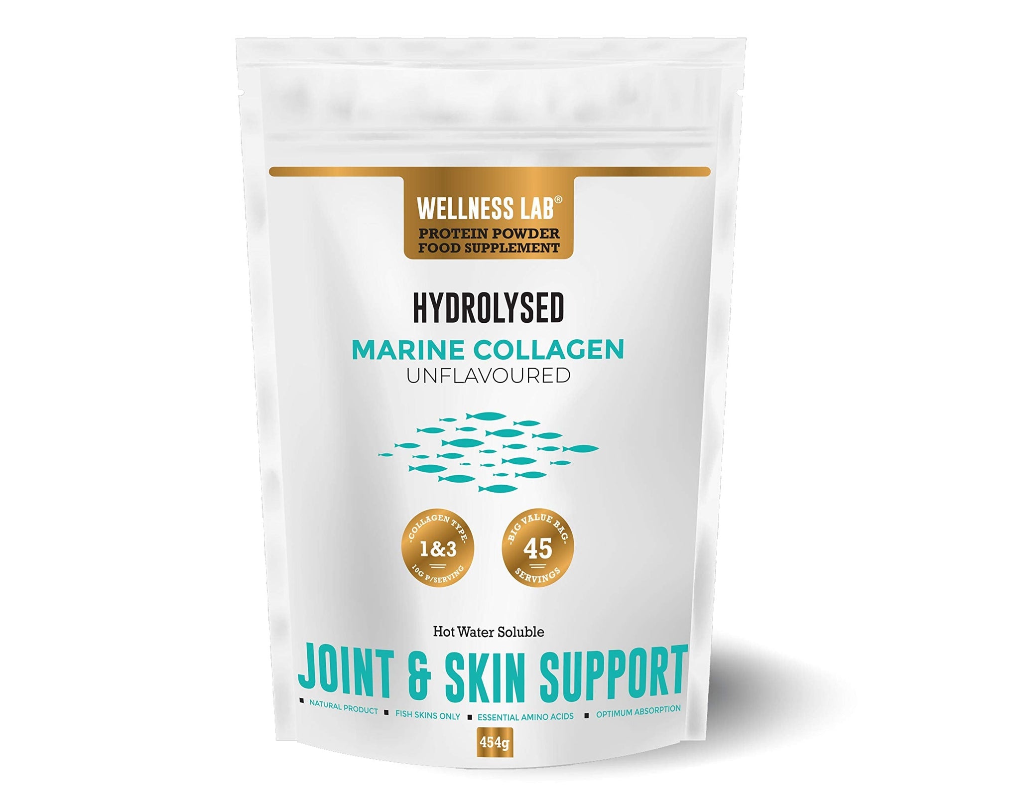 Cleanest Marine Collagen Peptides | Wellness Lab 454g | Type I,III | Highest Bioavailability Hydrolysed Protein
