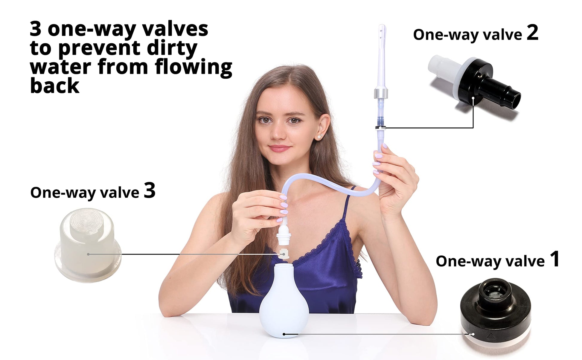 RVDKBULB Natural Vaginal Cleansing System with 3 One-Way Valves - Vaginal Douche for Women RVDKBULB