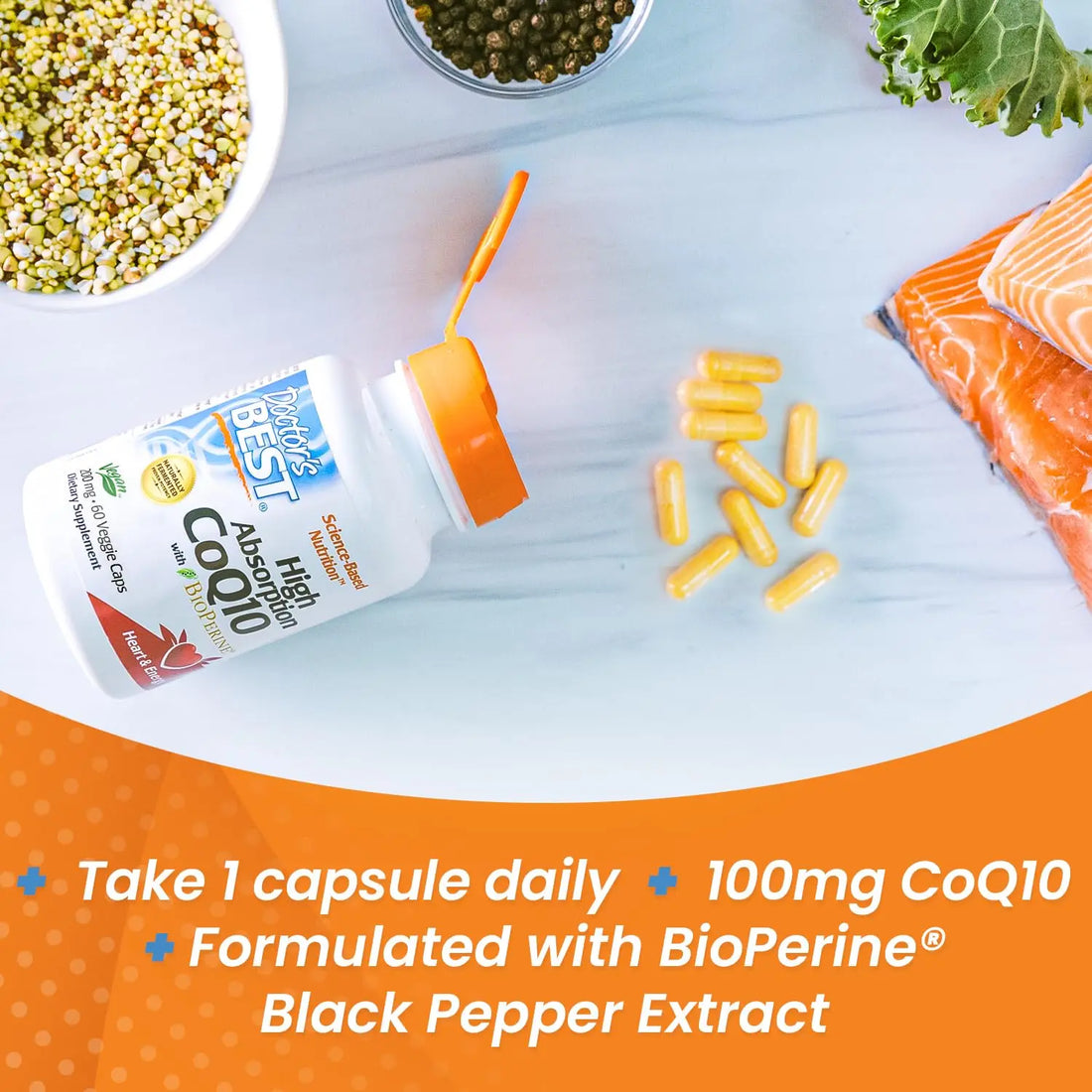 Doctor's Best High Absorption CoQ10 with BioPerine Gluten Free Naturally Fermented 