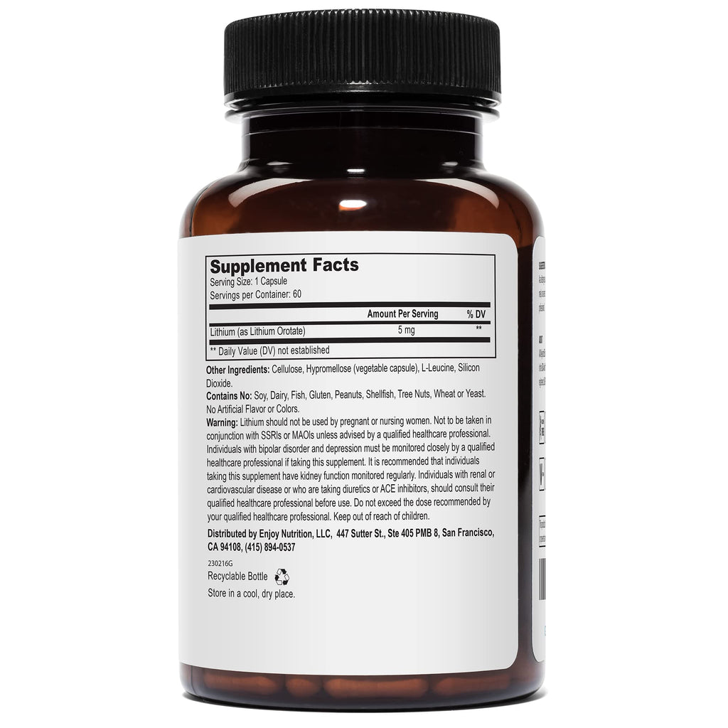 Lithium Orotate - 5mg of Elemental Lithium per Vegetarian Capsule