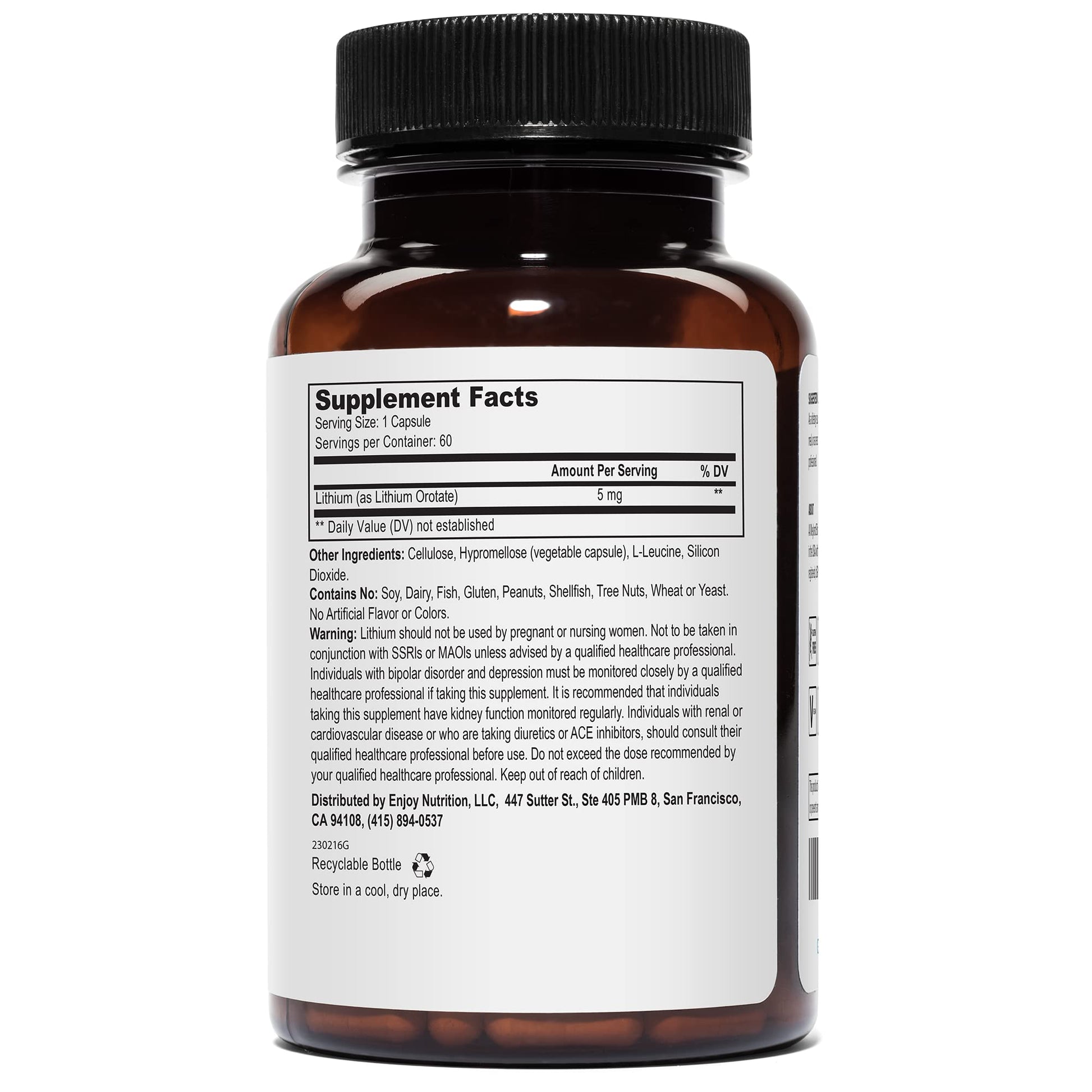 Lithium Orotate - 5mg of Elemental Lithium per Vegetarian Capsule