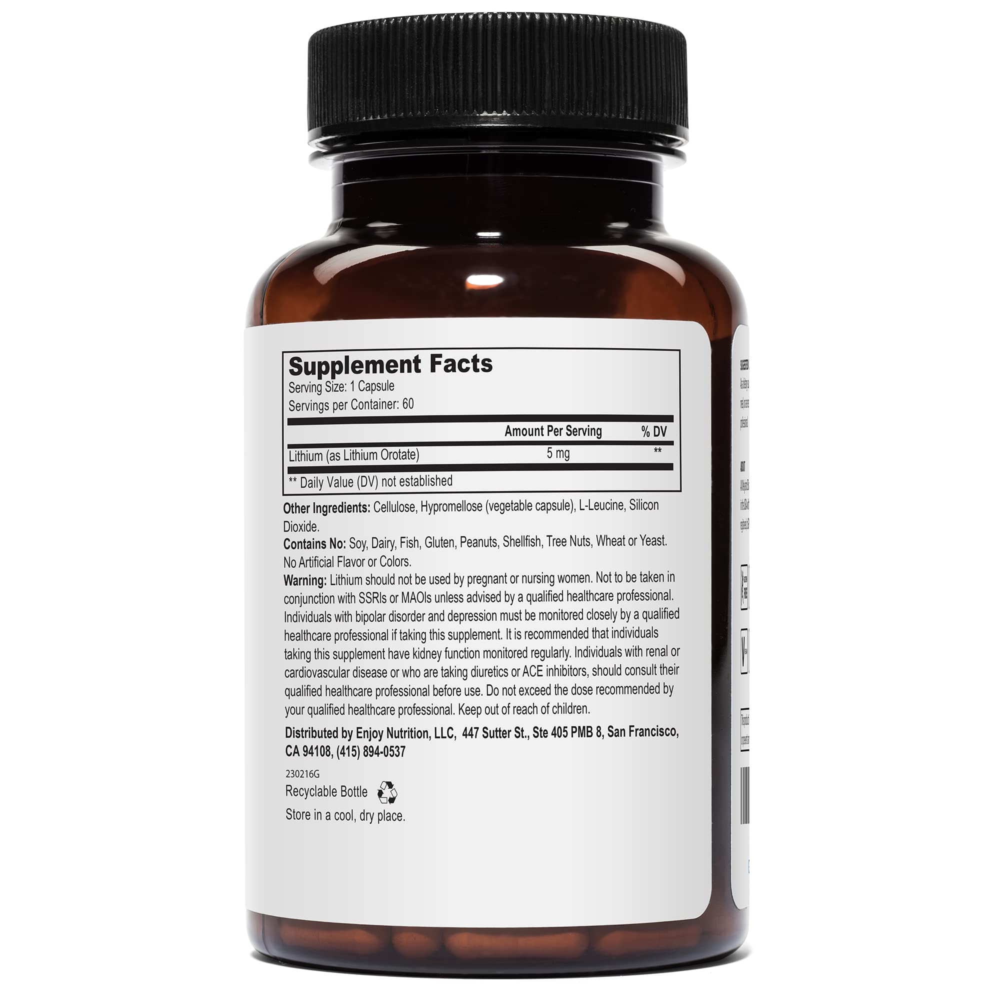 Lithium Orotate - 5mg of Elemental Lithium per Vegetarian Capsule