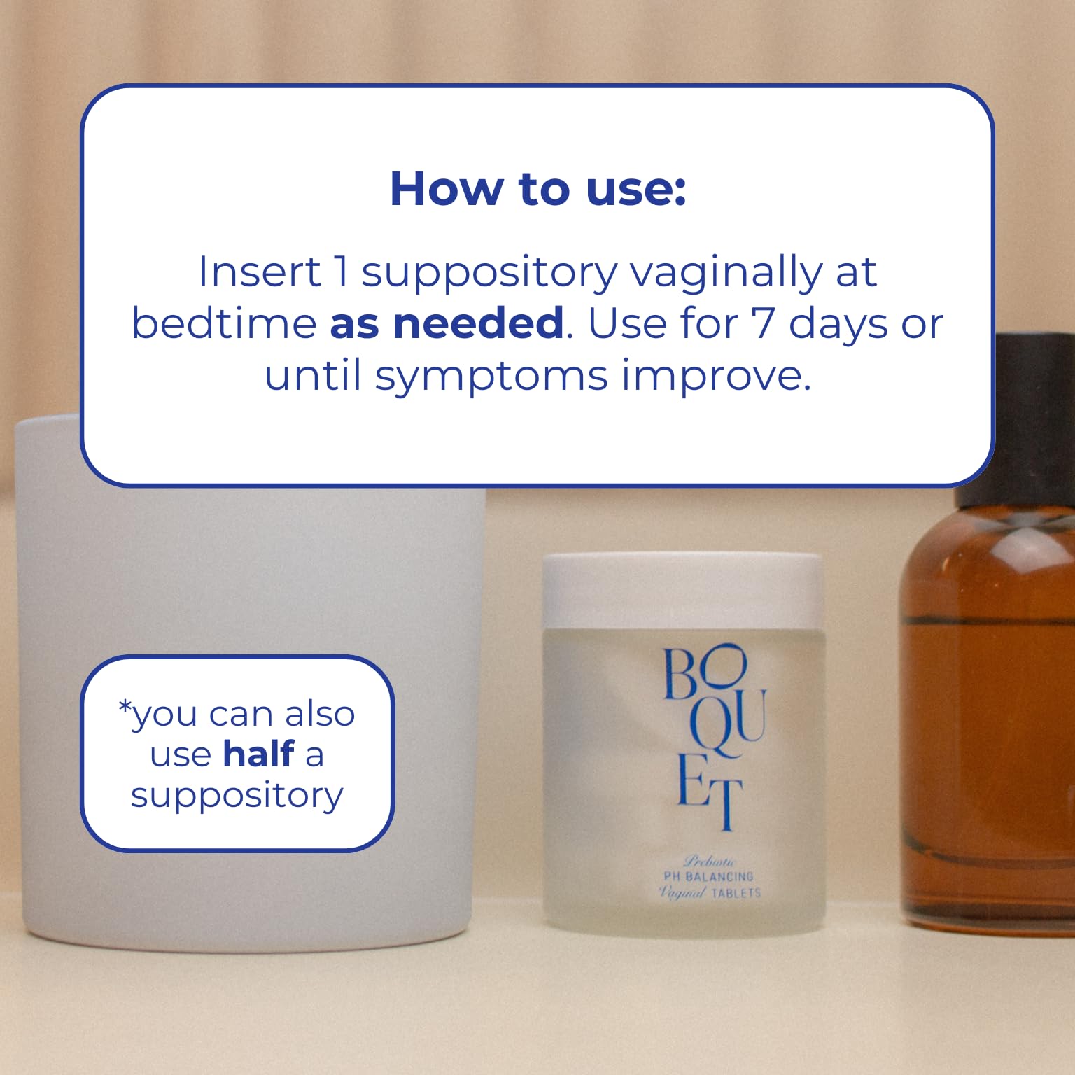 Boquet Vaginal Prebiotic Suppository- Relieve Odor, Prevent Bacterial Vaginosis, Balance pH Boquet