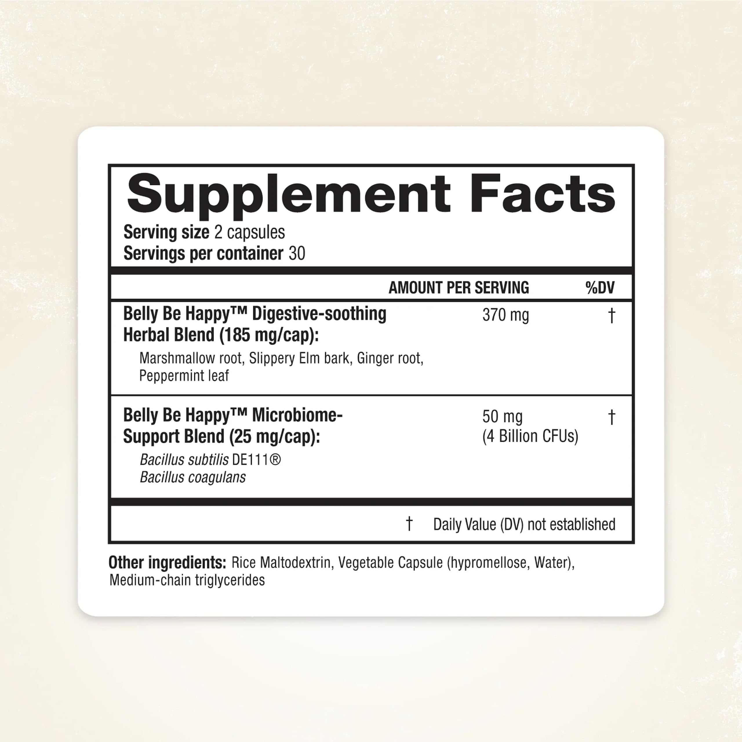 RidgeCrest Herbals Belly Be Happy - 60 Capsules - Digestive Comfort Support - Non-GMO RidgeCrest Herbals