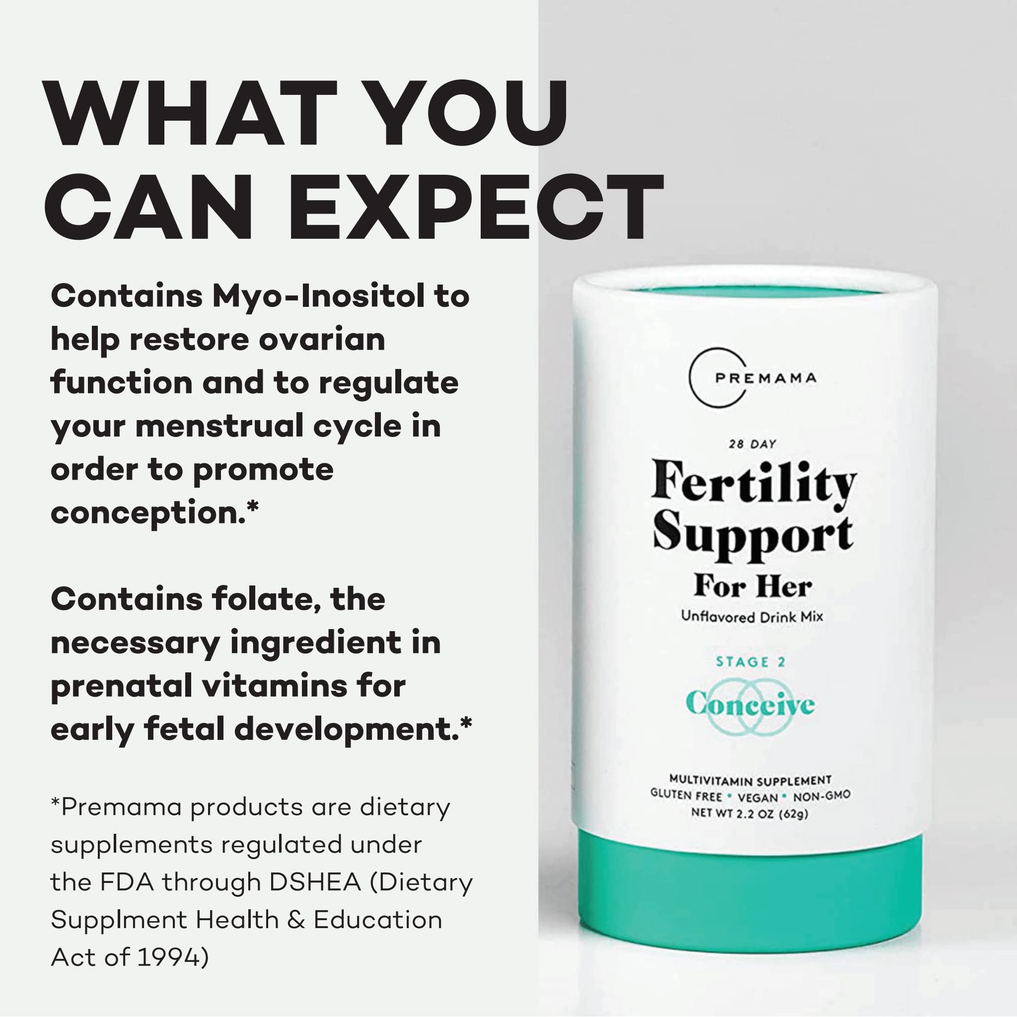 Premama Prenatal Vitamin Energy Boost Drink Mix & Fertility Support Bundle, Omega 3, B Vitamins Premama
