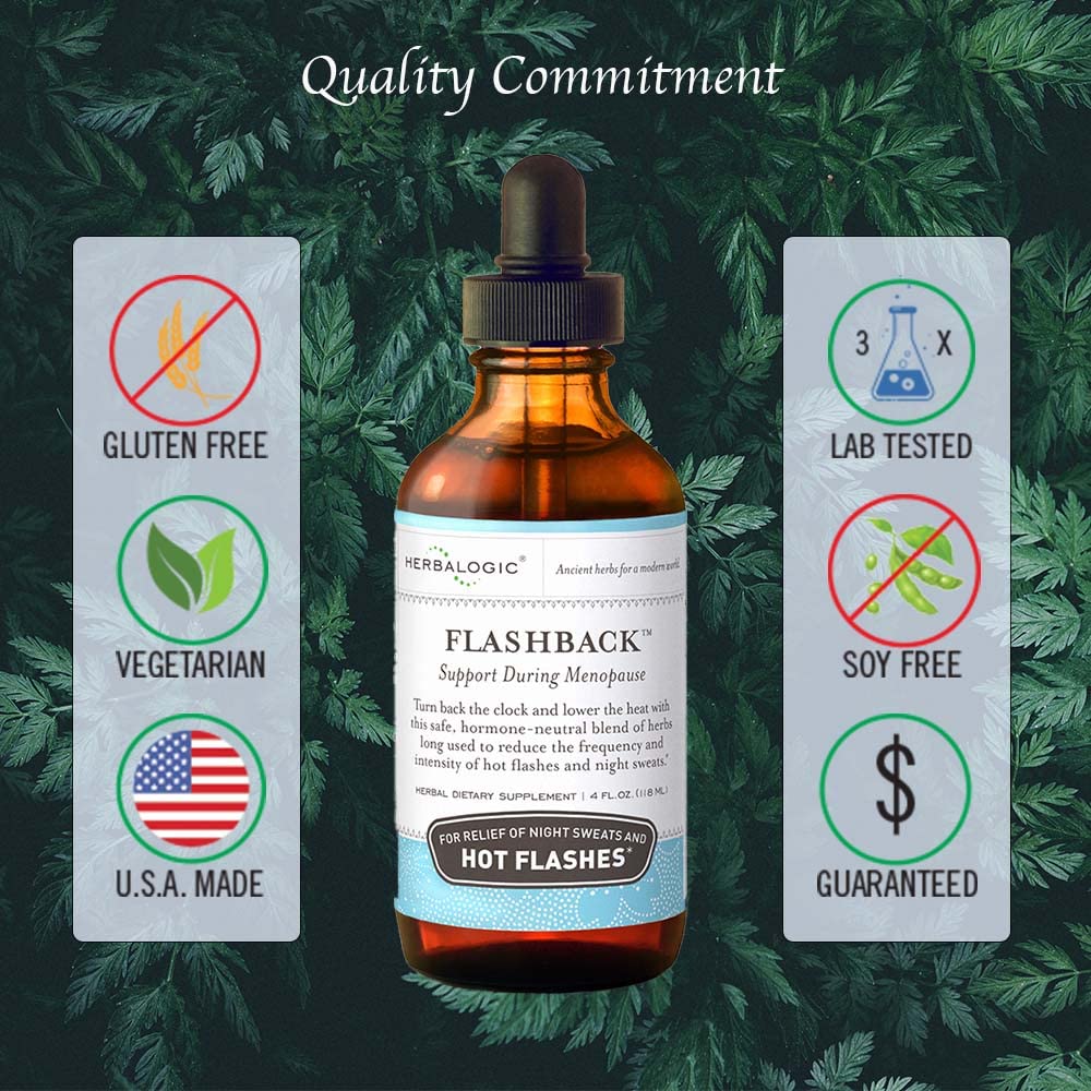 Herbalogic - Flashback Liquid Herb Drops - Natural Relief for Menopausal Hot Flashes, Night Sweats Herbalogic