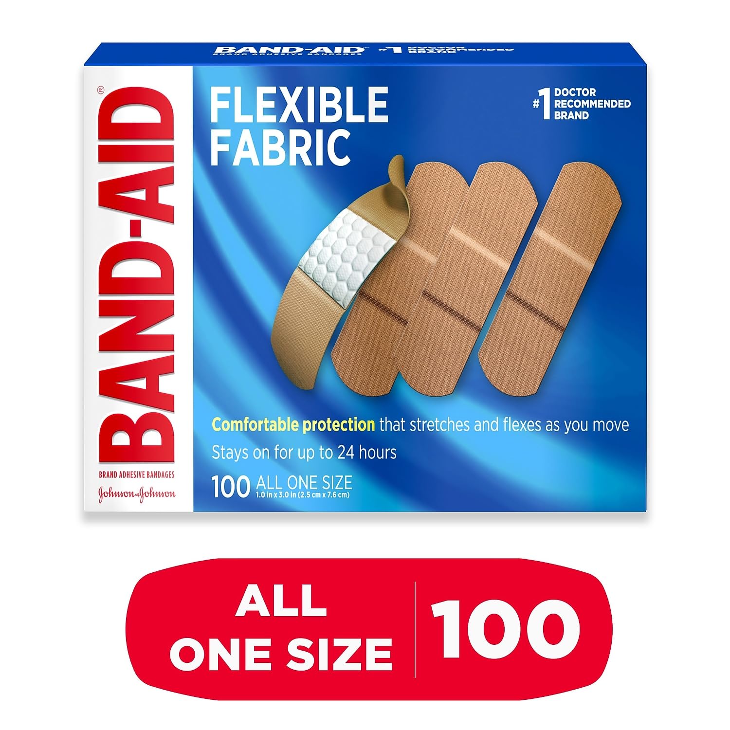 Band-Aid Brand Flexible Fabric Adhesive Bandages for Wound Care and First Band-Aid