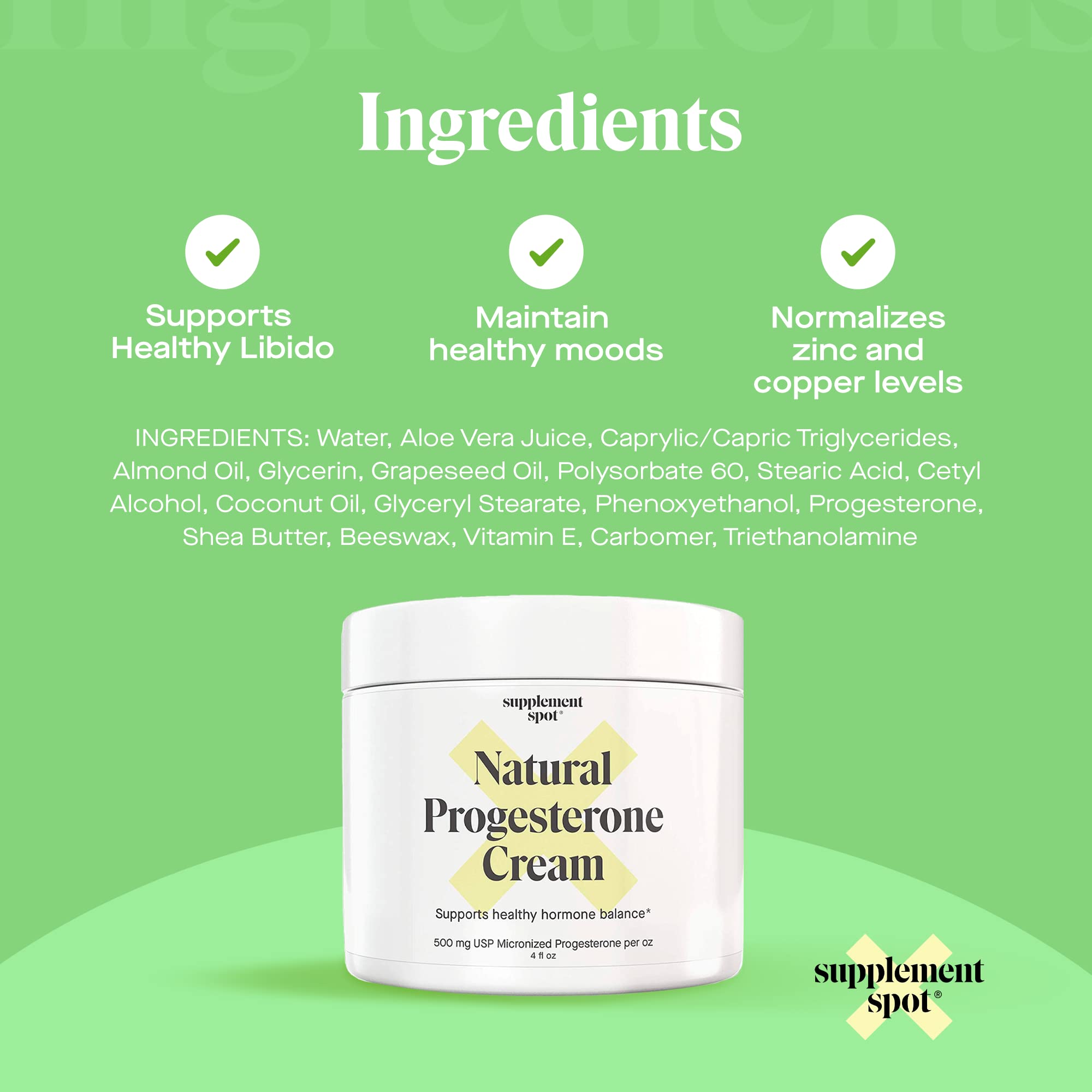 Supplement Spot Natural Progesterone Cream for Women – Micronized Bioidentical Progesterone Cream Supplement Spot