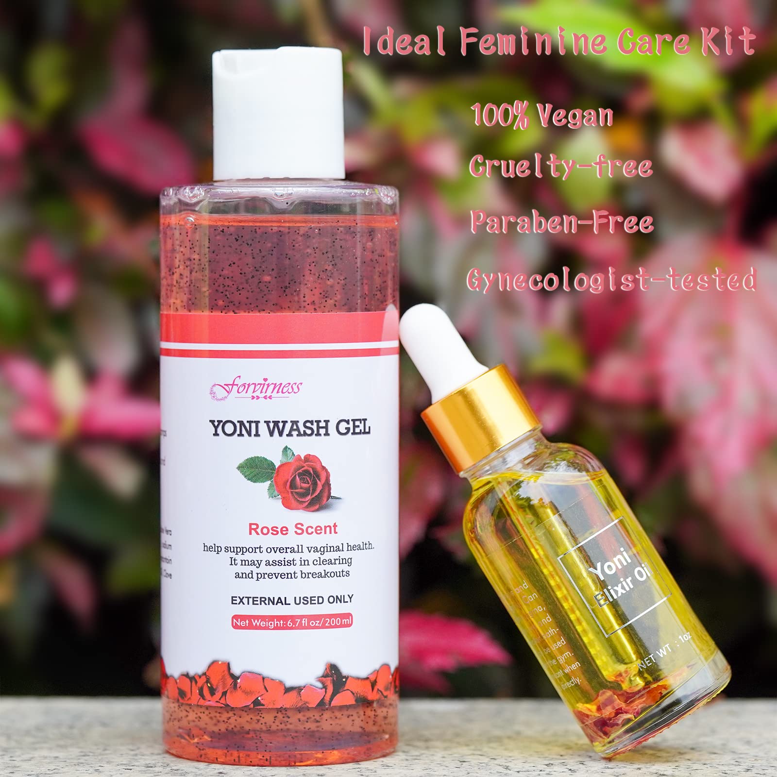 forvirness Feminine Wash & Natural Yoni Oil Set, Vaginal Wash with Cleaning Factor - Remove Odor forvirness